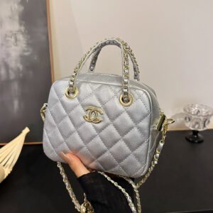New Women Shoulder Bag Lingge embroidery thread PU Leather Cluth 8825 - Silver