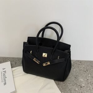 Large capacity women's handbag with silk scarf SSDF1852 - Black