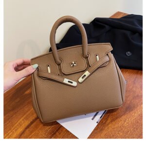 Large capacity women's handbag with silk scarf SSDF1852 - light brown