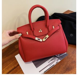 Large capacity women's handbag with silk scarf SSDF1852 - Red