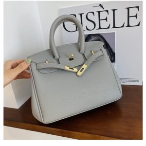 Large capacity women's handbag with silk scarf SSDF1905 - light grey