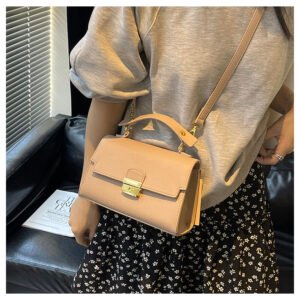 Women Shoulder Bag PU  Leather Hand bag 6667 - Khaki