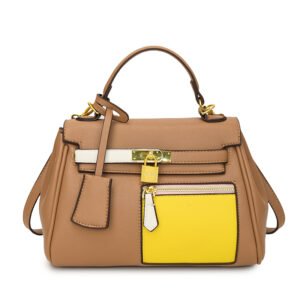 Large capacity women's shoulder bag PU leather women's handbag 8818 - Khaki