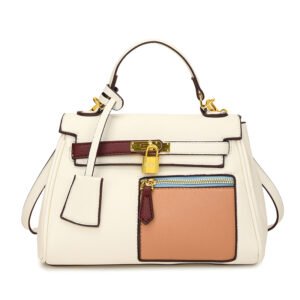 Large capacity women's shoulder bag PU leather women's handbag 8818 - White