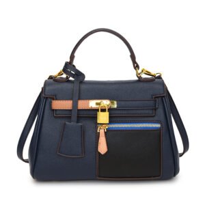 Large capacity women's shoulder bag PU leather women's handbag 8818 - Deep Blue