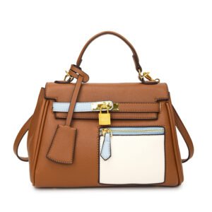 Large capacity women's shoulder bag PU leather women's handbag 8818 - Brown