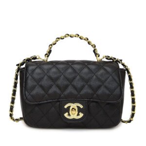 Ladies' small shoulder bag PU diamond grid embroidered thread crossbody bag 8819 - Black