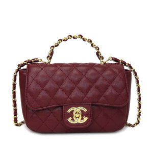 Ladies' small shoulder bag PU diamond grid embroidered thread crossbody bag 8819 - Red