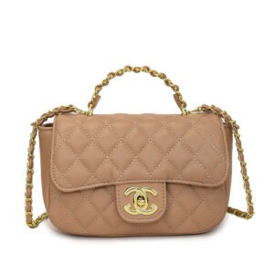 Ladies' small shoulder bag PU diamond grid embroidered thread crossbody bag 8819 - Khaki